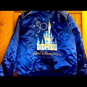 WDW 50th Anniversary Satin Bomber Jacket Mickey Castle - Adult Medium (M)